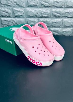 Женские кроксы розового цвета шлёпанцы crocs2 фото