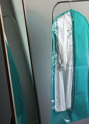Чохол флізеліновий для одягу з прозорою вставкою 60*100 см (лазур)2 фото