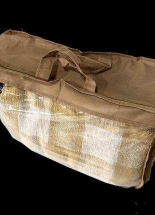 Сумка-валіза з пвх для ковдр і подушок s (бежевий)5 фото