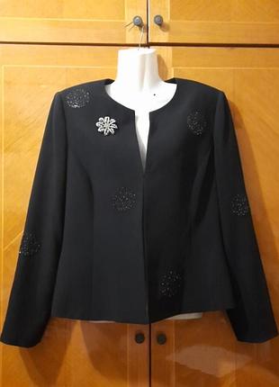 Albert nipon вінтажний стильний піджак жакет з брошкою , бісером , пайєтками р.10 , є нюанси