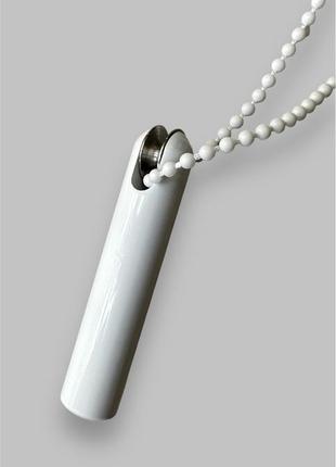 Декоративний металевий грузик для ланцюжка циліндр, білий