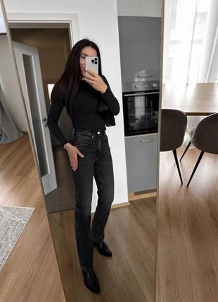 Графитовые джинсы прямые zara straight fit
