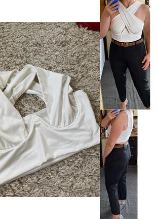 Базовый белый топ с переплетением,р,l-xl