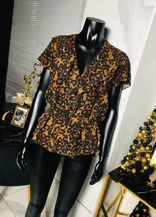 Леопардовая шифоновая блуза scotch & soda maison scotch м1 фото