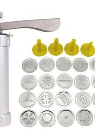 Професійний кондитерський шприц-прес для крему тіста випічки та десертів biscuits cookie press 20 насадок
