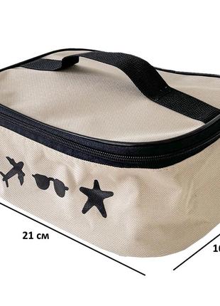 Косметичка-органайзер для подорожей "пляж" (беж)3 фото