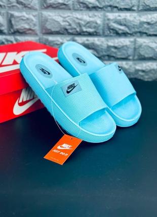Женские шлепанцы nike голубые шлепанцы найк летние тапочки найк