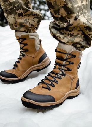 Кожаные зимние женские берцы тактические. 36-40р койот. специальная трекинговая подошва! 45zf-2102