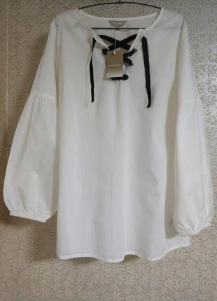 Anthology белая невероятная блуза блузка рубашка вышиванка 100% cotton, р. 16