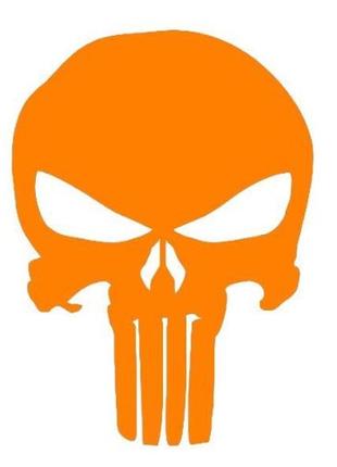 Наклейка на авто череп оранжевый 15х10 см