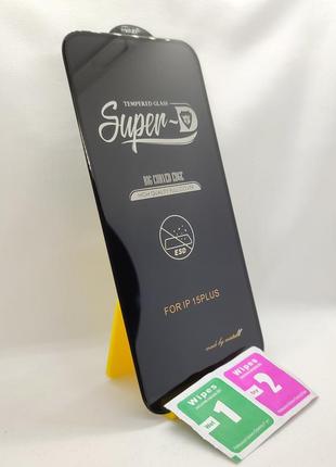 Олеофобное 6d защитное стекло "super mtb" для iphone 15 plus 6.7"