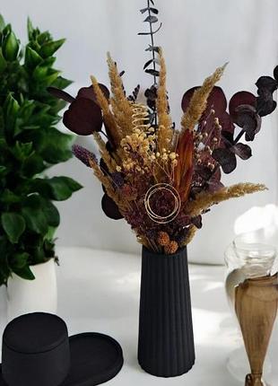 Сухоцветы в гипсовом весе ручной работы для декора и подарка