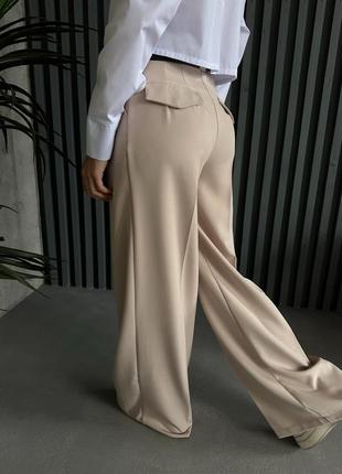 Женские брюки палаццо, брюки палаццо с карманами, женские классические брюки со стрелками4 фото
