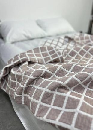 Покрывало муслин клетка 100% хлопок colorful home 200*230 роза в пыли