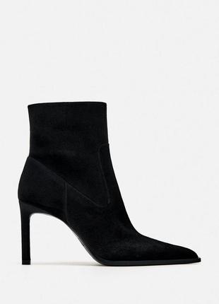 Бархатные ботильоны ботинки зара zara