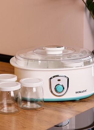 Електрична йогуртниця автоматична з таймером sokany кухонна побутова 7 баночок по 180 мл shop