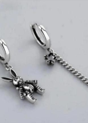 Сережки срібло оригінальні стильні silver ♥️ original ♥️ ланцюжок застібка кільце