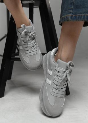Женские кроссовки samba grey, кеды женские, замшевые кеды, кеды из натуральной замши