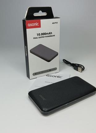 Повербанк внешний asonic as-p10 повербанк 10000 mah с индикатором заряда черный цвет