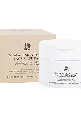Заспокійливі тонер-педи з гуавою та азуленом benton - guava 70 skin toner face mask pad (70 pads)