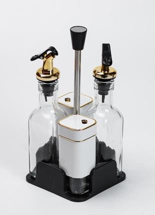 Набір для спецій на підставці 4 предмети пляшечки для олії та оцту