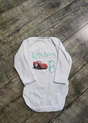 Боди, бодик с длинным рукавом, next, маккуин, р. 9-12мес., 74-80, длинна 42см