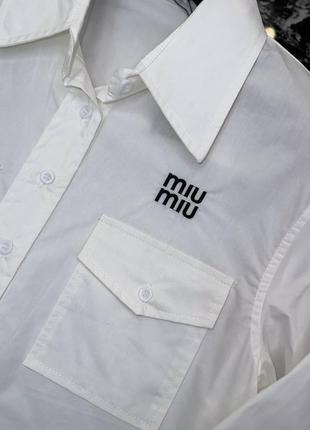 Укорочена жіноча сорочка в стилі miu miu3 фото