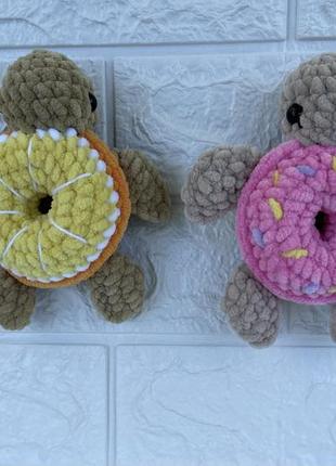 Амигуруми, вязаная черепашка, игрушка для малыша, hand made, подарок,черепашка фрукты, черепашка пончик, цветок черепашка