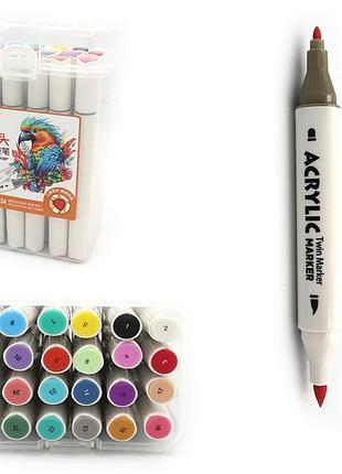 Набір акрилових скетчмаркерів двосторонніх 24шт aodemei