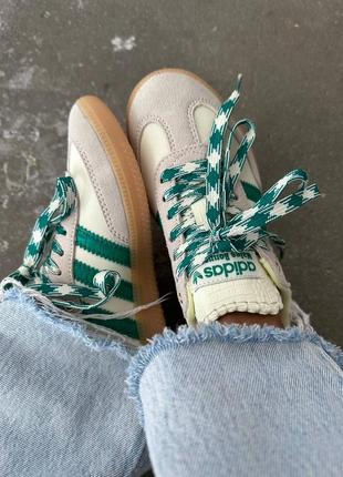 Женские кроссовки в стиле adidas samba x wales bonner green premium.5 фото