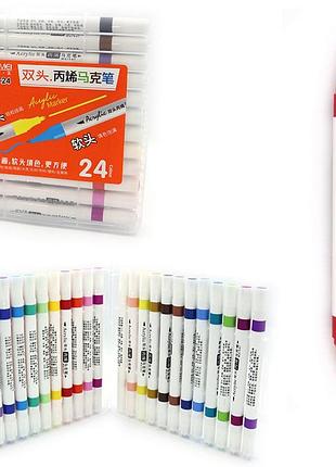 Набір акрилових двосторонніх скетчмаркерів 24 кольори aodemei