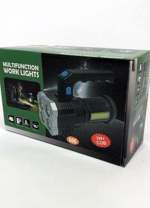 Фонарь ручной мощный bl-x510-4led+cob | супер яркий фонарик | xn-843 фонарик bl