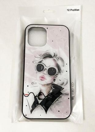 Чохол для apple iphone 11 pro max дівчина в окулярах. zq-402 колір: рожевий