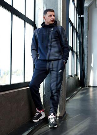 Мужской теплый спортивный костюм nike Girls осень - зима синий8 фото