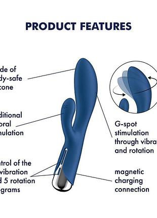 Вібратор-кролик satisfyer spinning rabbit 1 blue 7