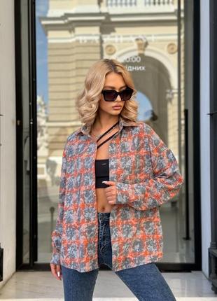 Сорочка (рубашка) жіноча фланель в клітинку 42-52 варьонка червона, помаранчево-сіра блакитна рожева