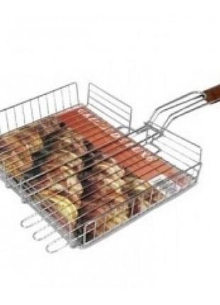 Решітка для грилю глибока interos 32*36*5 см (2,0мм) мет. з дер/руч