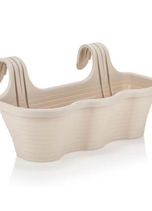 Вазон балконний навісний camellia 10л, 52,5*28*25,5 см, (молочний)*15