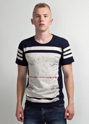 Футболка elvis mh067 темно-синя з принтом