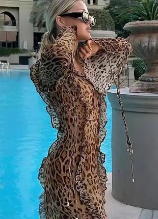 Плаття леопардове максі на пляж, спляжне, на фотосесію3 фото