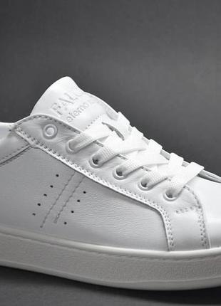 Женские и подростковые спортивные туфли кожаные кеды белые falcon 21217