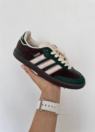 Женские кроссовки adidas samba x notitle green / brown premium.2 фото