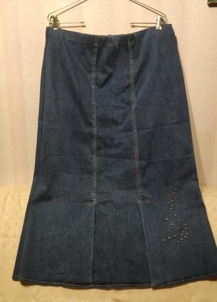 Юбка джинсовая длинная на резинке (поб-62-64+см) 95