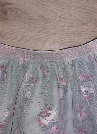 Яркая юбка, в принт единорожки h&amp;m на 4-6 лет3 фото