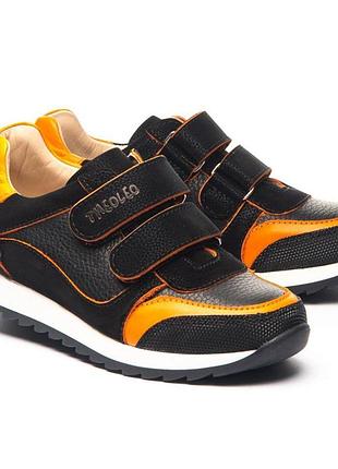 Дитячі ортопедичні кросівки, чорний/помаранчевий (арт.leo-1335), theo leo (туреччина) (чорний/помаранчевий,