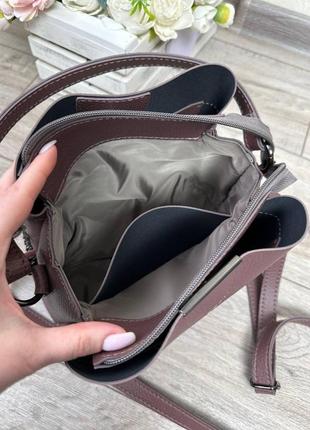 Невелика жіноча сумка крос-боді темна пудра6 фото