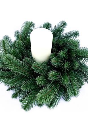 Вінок новорічний різдвяний lux з литої хвої d-40 см зелений3 фото