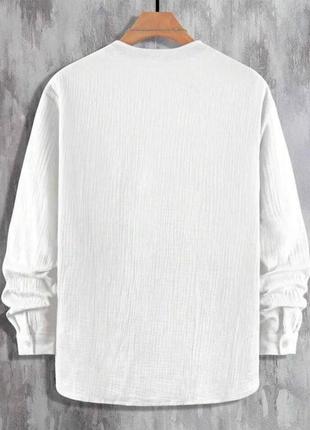 Чоловіча літня сорочка без коміра з натуральної тканини муслін розміри 46-566 фото