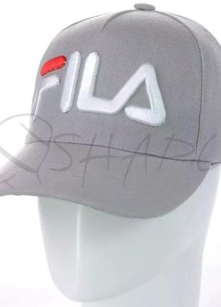 Бейсболка чоловіча з щільного котону кепка з об'ємною вишивкою fila bkh19715 світло-сірий