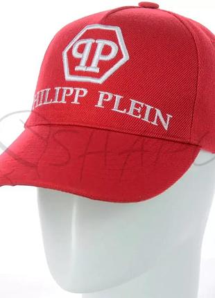 Бейсболка чоловіча з щільного котону кепка з об'ємною вишивкою philipp plein bkh19702 червоний